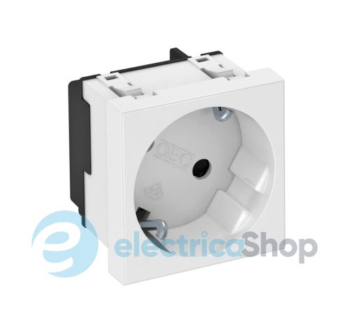 Розетка 1-я. с заземл. и шторками 16А/250V 33˚ Modul 45 OBO 6120073, снежно-белый