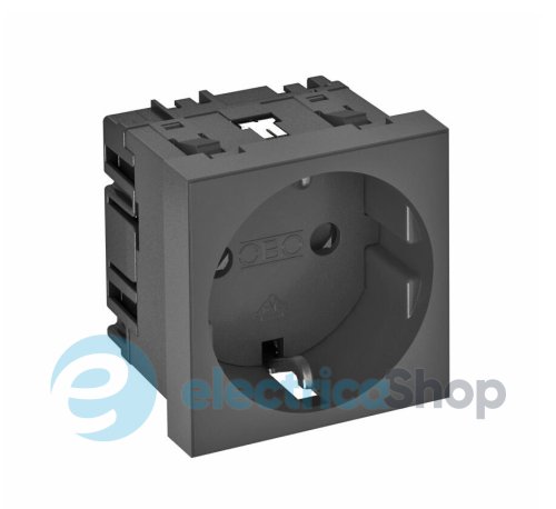 Розетка 1-я. с заземл. и шторками 16А/250V 0˚ Modul 45 OBO 6120016, черно-серая