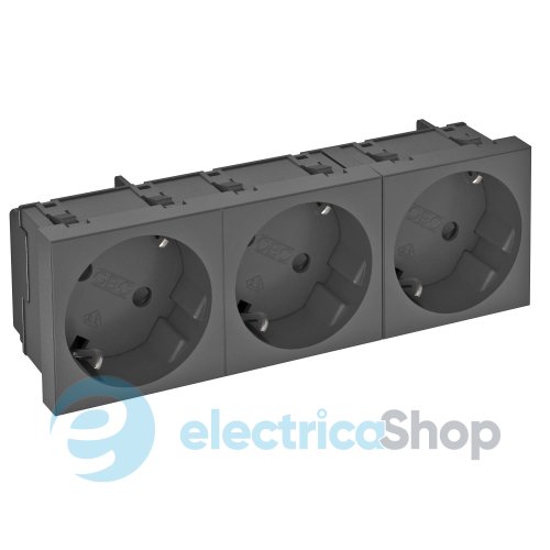 Розетка 3-я. с заземл. и шторками 16А/250V 33˚ Modul 45 OBO 6120131, черно-серая