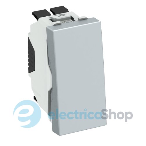 Переключатель кнопочный 10A/250V 1/2 Modul 45 OBO 6120964, алюминий лак
