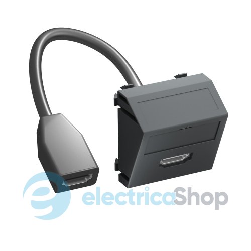 Розетка HDMI с кабелем подключения, угловая Modul 45 OBO 6104841, черно-серая