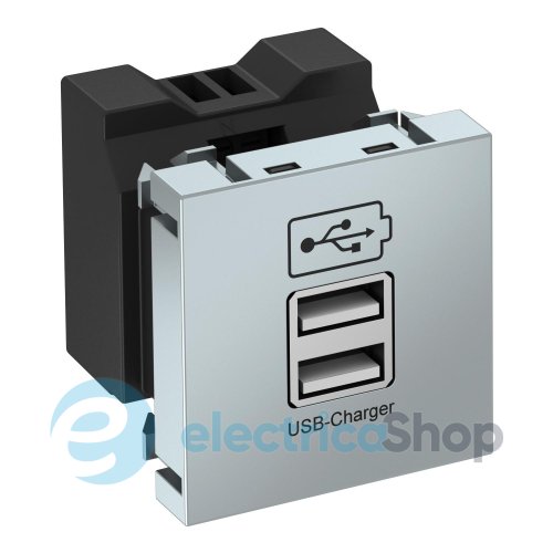 Зарядное устройство USB 2xUSB, max 2,1A Modul 45 OBO 6105304, алюминий лак