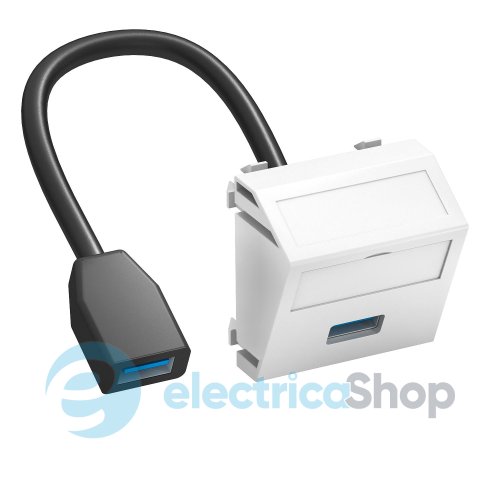 Розетка USB 3.0 с кабелем подключения, угловая Modul 45 OBO 6104934, снежно-белый