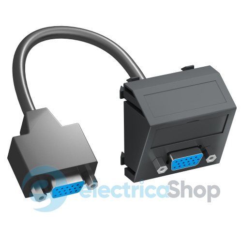 Розетка VGA (HD15) з кабелем підключення, кутова Modul 45 OBO , чорно-сіра