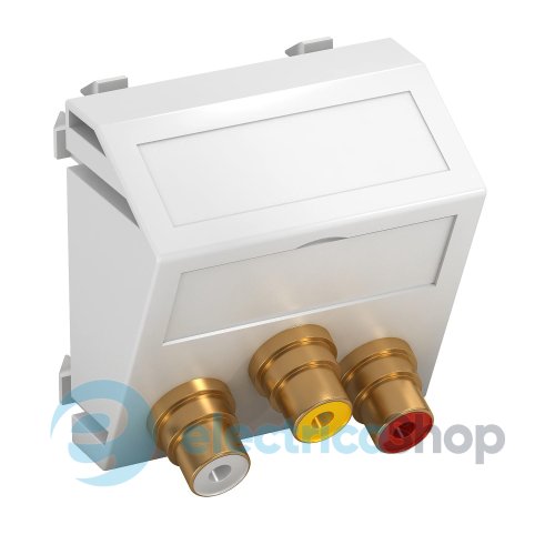 Розетка Audio Video (RCA), yellow-red-white, угловая Modul 45 OBO 6105174, снежно-белый