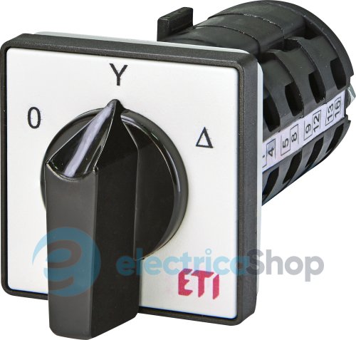 Переключатель звезда-треугольник "O-Y-Δ", 100А, IP40, ETI 4773138 CS 63 12 U, серо-черный