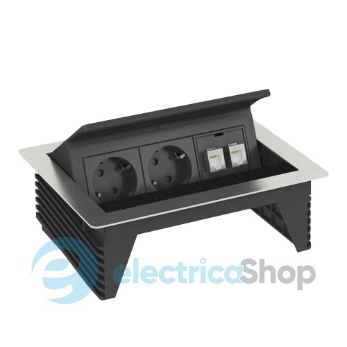 Розеточный блок DBK, 2x 2р+E 250V + 2 RJ45 Cat.6, кабель 3,0м OBO 6116802 нерж.cталь