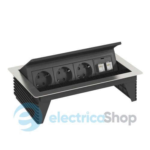 Розеточный блок DBK, 3x 2р+E 250V + 2 RJ45 Cat.6, кабель 3,0м OBO 6116806 нерж.сталь