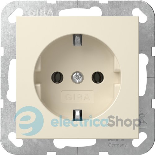 Розетка с з/к 16А/250V, без распорных лапок, System 55 Gira 446601, кремовый глянцевый