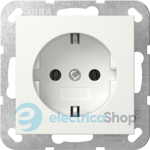 Розетка с з/к 16А/250V, без распорных лапок, System 55 Gira 446603, белый глянцевый