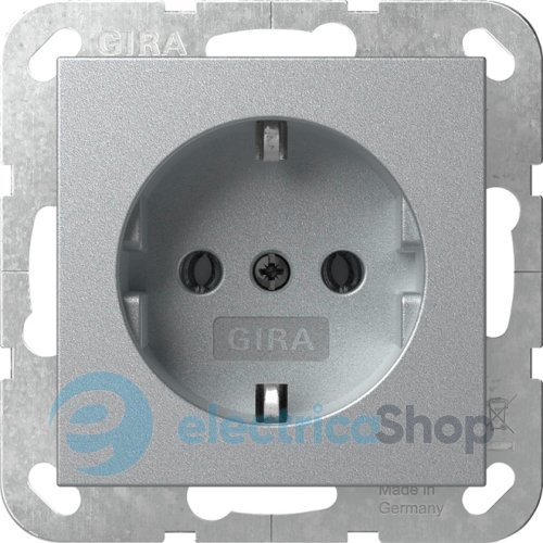 Розетка із з/к 16А/250V, без розпірних лапок, System 55 Gira 446626, алюміній