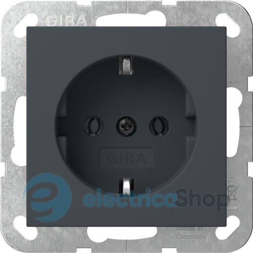 Розетка із з/к 16А/250V, без розпірних лапок, System 55 Gira 446628, антрацит