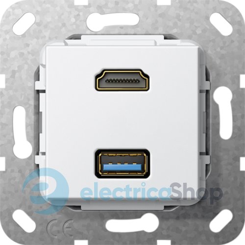 HDMI та USB 30 тіпа А розгалужувальний кабель Gira 567903, білий глянцевий