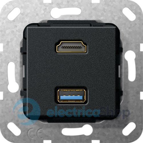 HDMI та USB 30 тіпа А розгалужувальний кабель Gira 567910, чорний матовий