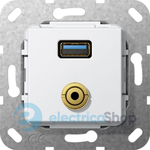 USB 30 A міні-джек розгалужувальний кабель Gira 568703, білий глянцевий