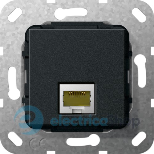 Modular Jack RJ45 кат6A 10 Гбит Ethernet перехідник Gira 569510, чорний матовий
