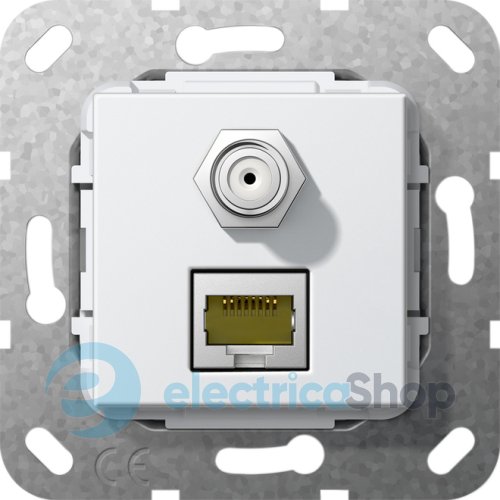 Modular Jack RJ45 кат6A 10 Гбит SAT F перехідник Gira 569703, білий глянцевий