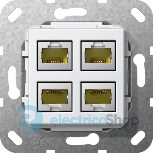Modular Jack RJ45 кат6A 10 Гбит 4-м переходник Gira 569803, белый глянцевый