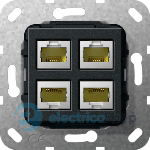 Modular Jack RJ45 кат6A 10 Гбит 4-м обжим Gira 569910, черный матовый