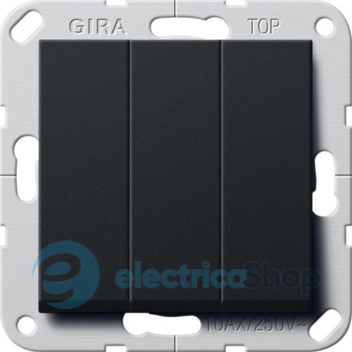 Выключатель 3-кл. (BS) 10A/230V, винт. клеммы, Gira 2830005, черный матовый