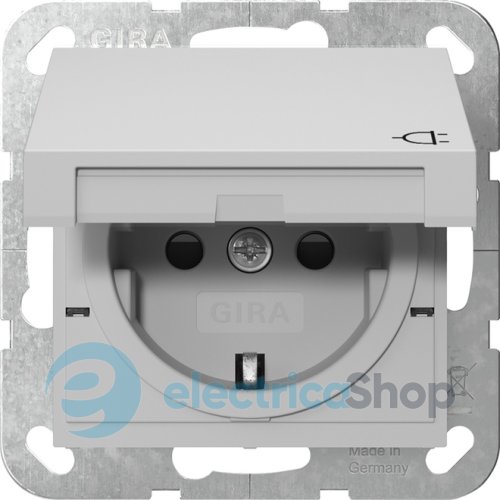 Розетка с з/к и крышкой, шторки, 16А/250V System 55 Gira 4414015, серый матовый