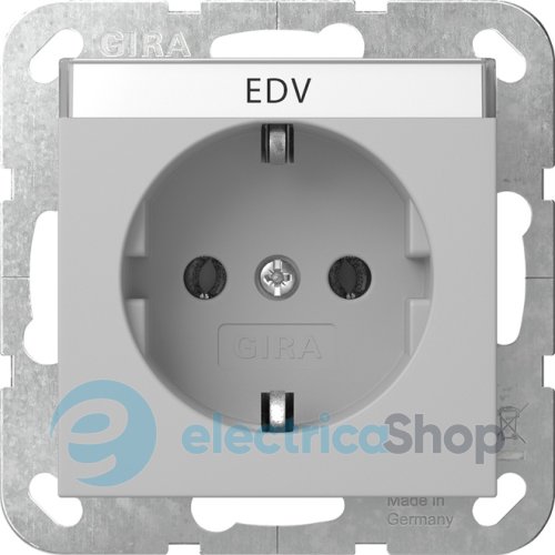 Розетка із з/к 16А/250V, поле для напису, System 55 Gira 4457015, сірий матовий