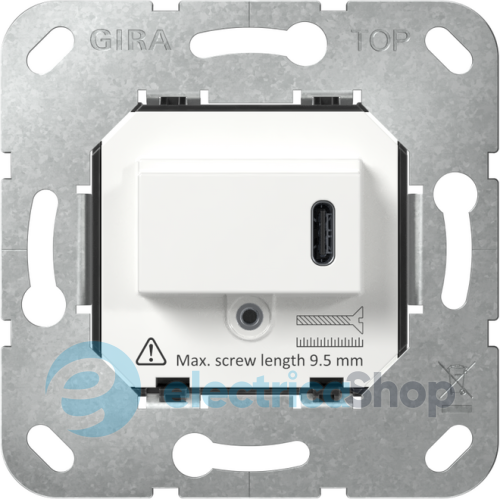 Механізм USB-розетки PD 220–240VAC / 5–20VDC (15–65 Вт), вставка, Gira 236200, білий