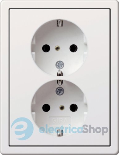 Розетка 2-я, з/к, 250V/16А, автомат. клеммы, IP20 с рамкой F100 Gira 0780112, белый глянцевый