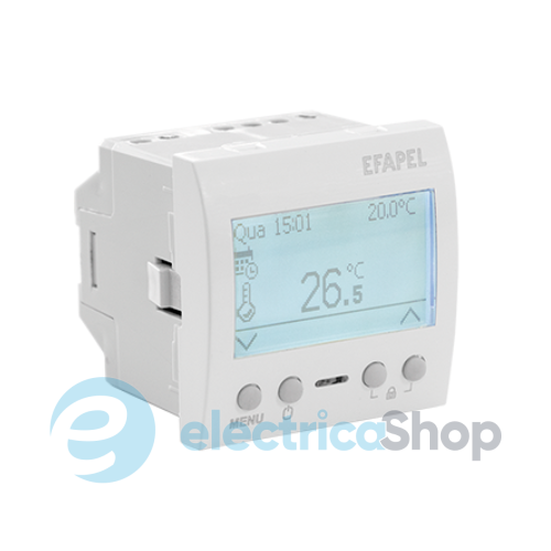 Механизм термостата для теплого пола 230V 2-мод.  45235 SBR Efapel Quadro 45 белый гляневый