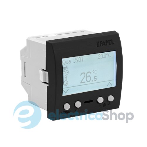 Механизм термостата для теплого пола 230V 2-мод.  45235 SPM Efapel Quadro 45 черный матовый