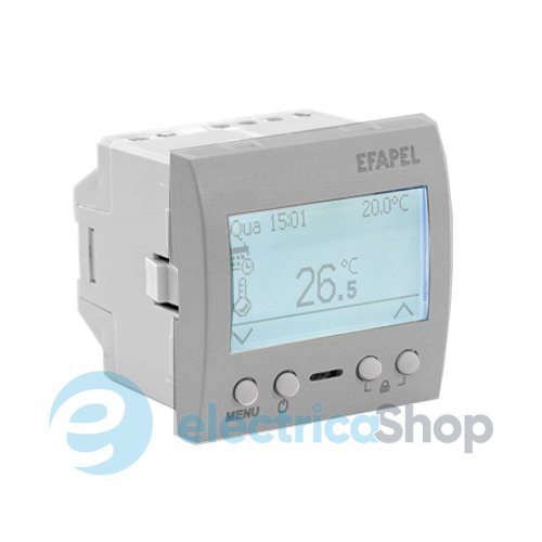 Механизм термостата для теплого пола 230V 2-мод.  45235 SAL Efapel Quadro 45 алюминий