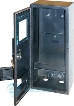 Корпус e.mbox.stand.n.f3.6.z.str металлический, под 3-ф. счетчик, пустая, навесной, 6 мод., с замком, уличная s0100126 E.NEXT