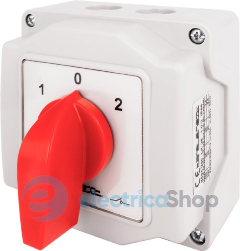 Пакетний перемикач LK25/3.323-ОВ/45 в корпусі, 3p, 1-0-2, 25А, IP44 8434-200 E.NEXT