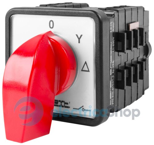 Пакетный переключатель LK25/4.324-ZP/45 щитовой, с передней панелью, 0-звезда-треугольник, 25А 8441-200 E.NEXT