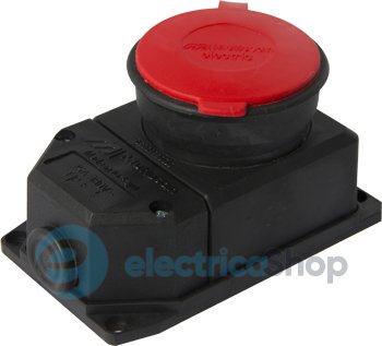 Силовая розетка стационарная с защитной каучуковой крышкой e.socket.rubber.315.25, 4п., 25A, s9100031 E.NEXT