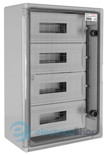 Корпус ударопрочный с АБС e.plbox.400.600.200.60m.tr, 400х600х200мм, IP65 с прозрачной дверцей и панелью под 60 модулей CP5115 E.NEXT