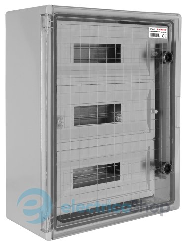 Корпус ударопрочный с АБС e.plbox.350.500.195.45m.tr, 350х500х195мм, IP65 с прозрачной дверцей и панелью под 45 модулей CP5117 E.NEXT