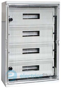 Корпус ударопрочный с АБС e.plbox.400.500.175.54m.tr, 400х500х175мм, IP65 с прозрачной дверцей и панелью под 54 модуля CP5114 E.NEXT