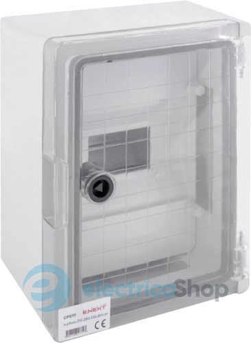 Корпус ударопрочный с АБС e.plbox.210.280.130.8m.tr, 210х280х130мм, IP65 с прозрачной дверцей и панелью под 8 модулей CP5111 E.NEXT