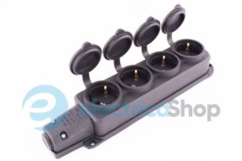 Розетка четырехместная с защитной каучуковой крышкой e.socket.rubber.029.4.16, с з/к, 16A, s9100039 E.NEXT