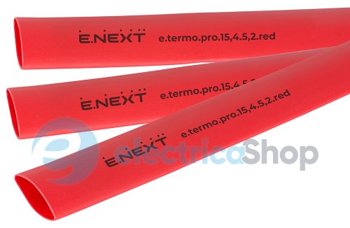 Термоусадочная трубка с клеевым слоем e.termo.pro.15,4.5,2.red, 15,4/5,2, 1м, красная p092041 E.NEXT