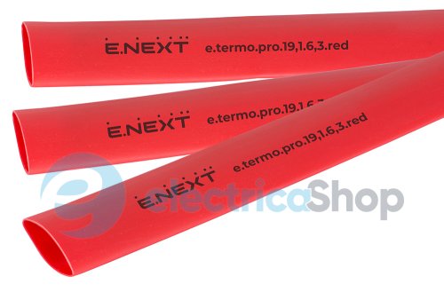 Термоусадочная трубка с клеевым слоем e.termo.pro.19,1.6,3.red, 19,1/6,3, 1м, красная p092047 E.NEXT