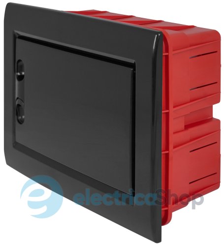 Корпус пластиковый на 8 модулей e.plbox.pro.w.08b.black встроенный, черный с непрозрачной дверцей IP40 CP12908B E.NEXT