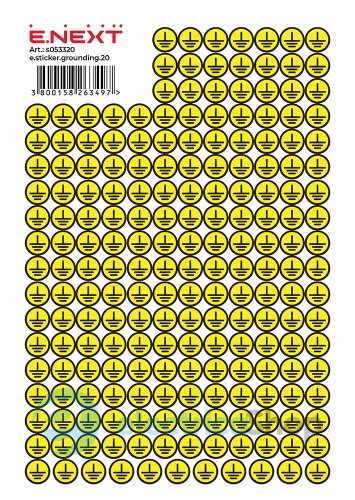 Самоклеящаяся наклейка "Заземление" e.sticker.grounding.20 (20х20х20мм) 200 шт/лист s053320 E.NEXT