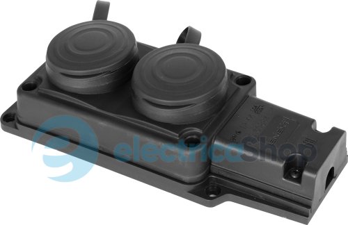 Розетка двойная с защитной крышкой каучуковая e.socket.rubber.029.2.16, с з/к, 16A, s9100026 E.NEXT