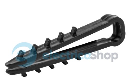 Дюбель ялинка 6 mm для плос. пров. e.metiz.dowel.flat.fir.black.6, чорний 100 шт. E.NEXT m0080038