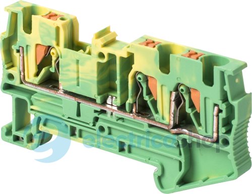 Наборная заземляющая клеммная колодка на DIN-рейку e.tc.z.din.spring.4.1-2, 3контакты s070018 E.NEXT
