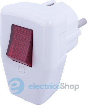 Вилка побутова e.plug.angle.009.16, з з/к, 16А, кутова, біла, з вимикачем E.NEXT s9100048