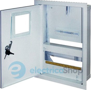 Корпус e.mbox.stand.w.f1.12.z металлический, под 1-ф счетчик, встраиваемый 12 мод. с замком s0100006 E.NEXT