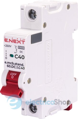 Модульний автоматичний вимикач e.mcb.stand.60.DC.1.C40, 1P, 40А, C, 6kA, DC s081010 E.NEXT